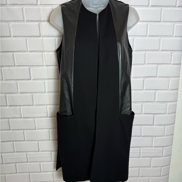 Estelle & Finn Sleeveless black Faux Leather Trim Vest Dress Size: 4 - Picture 2 of 11